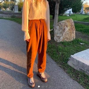 Vintage Suede High Rise Wide Leg Pants